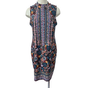 Melissa Paige Black Floral Mixed Media Print Dress, L